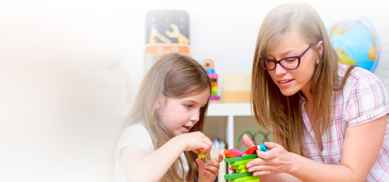 Mother with creative kid having fun time together