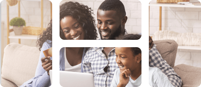 family bond together with laptop and credit card